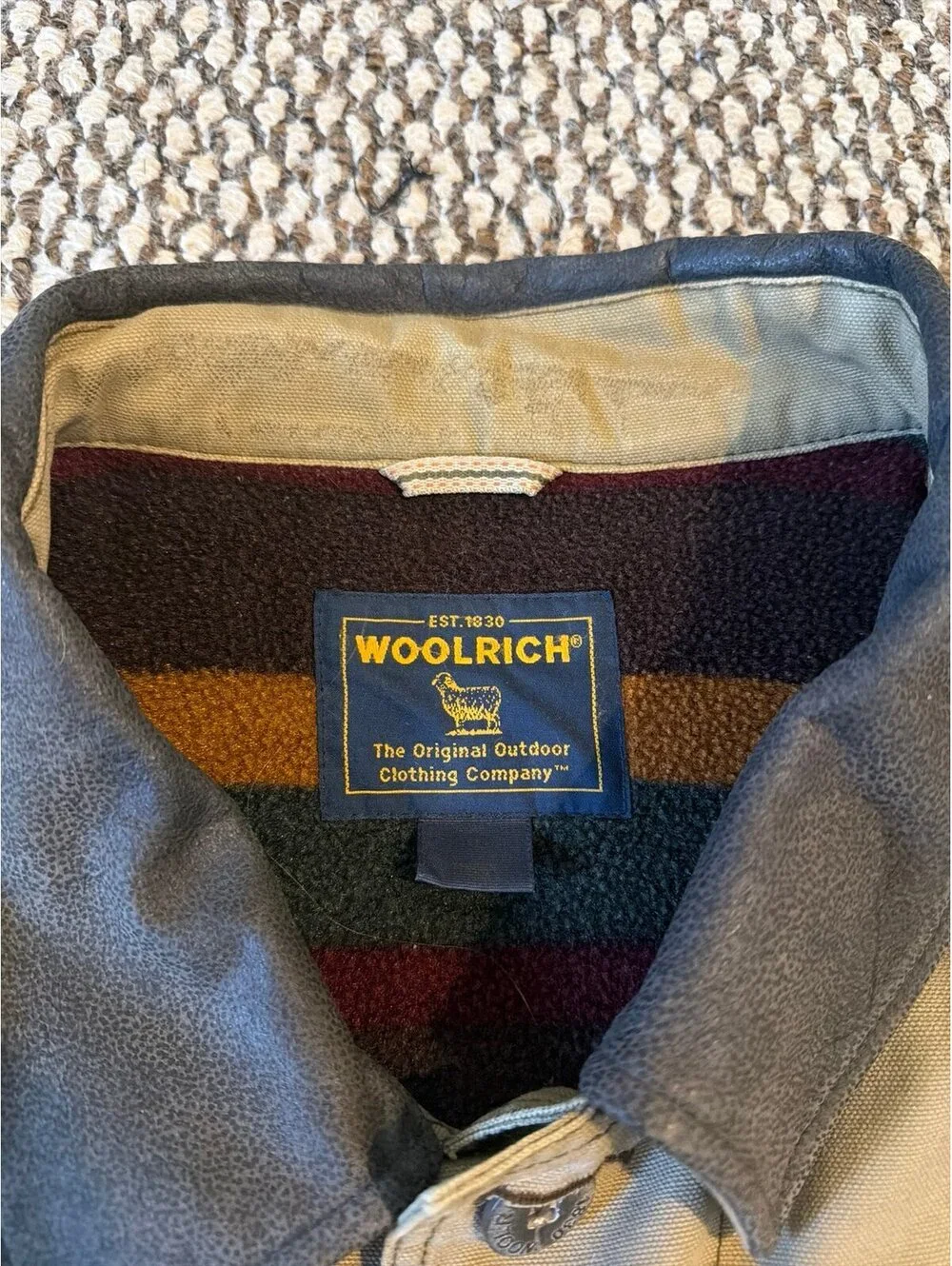 Woolrich Men's Dark Wheat Blanket-Lined Jacket Size Large
